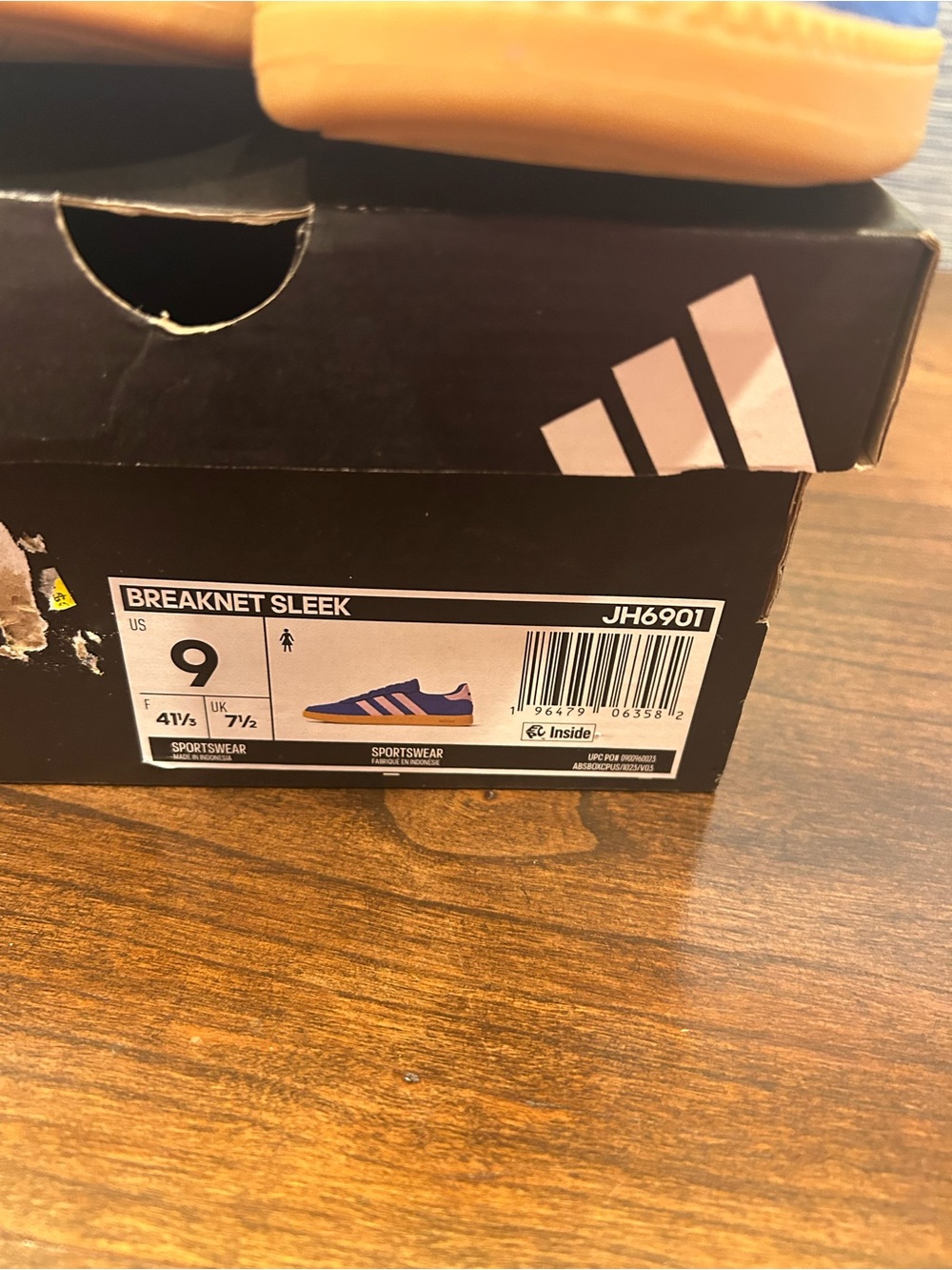 NWT adidas womens Blue Suede Sneakers pink breaknet sleek - Picture 2 of 5